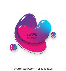 Motion amoeba fluid abstract background paper cut. Liquid bubble for logo text. Book cover modern banner neon colors with outline.