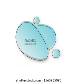 Motion amoeba fluid abstract background paper cut. Liquid bubble for logo text. Book cover modern banner pastel colors with outline
