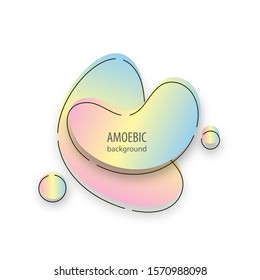 Motion amoeba fluid abstract background paper cut. Liquid bubble for logo text. Book cover modern banner pastel colors with outline
