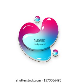 Motion amoeba fluid abstract background paper cut. Liquid bubble for logo text. Book cover modern banner neon colors with outline.
