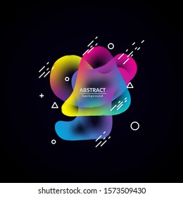 Motion amoeba fluid abstract background paper cut. Liquid bubble for logo text. Book cover modern banner neon colors with outline.