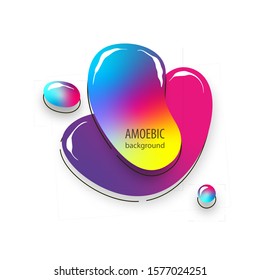 Motion amoeba fluid abstract background paper cut. Liquid bubble for logo text. Book cover modern banner neon colors with outline.