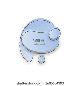 Motion amoeba fluid abstract background. Liquid paper cut backdrop. Liquid bubble for logo text. Book cover liquid modern banner pastel colors with outline
