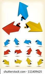 Motion Arrows Set/ Illustration of a set of abstract glossy dynamic arrows moving and rising