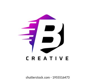 Diseño De Logotipo De Letra Motion B Con Forma De Hexagone. Concepto de diseño de iconos de tecnología.