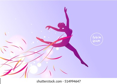 The motion of ballet. silhouette of a jumping girl. suitable use for sport and action. vector illustration