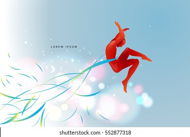 The motion of ballet. silhouette of a jumping man. suitable use for sport and action. vector illustration