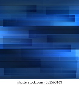 Motion blue technology background with shapes and line. Abstract dynamic backdrop for business. Vector motion shape