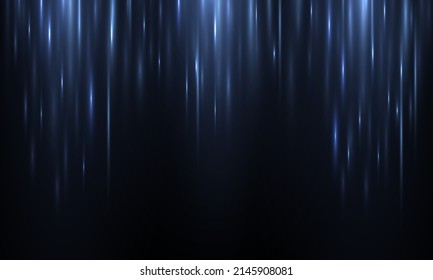 Motion blue vertical lines. Futuristic vertical line streams speed motion concept. Abstract glowing light. Speed motion background. Geometric neon blue radiance elements. Vector illustration.