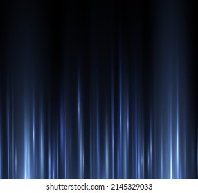 Motion blue vertical lines. Speed motion background. Geometric neon blue radiance elements. Abstract glowing light. Futuristic vertical line streams speed motion concept. Vector illustration.