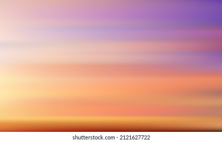 Motion blur of tropical sunset sky with bokeh sun rays, abstract ocean waves background. Summer vacation and business trip concept. Vintage tone color filter style