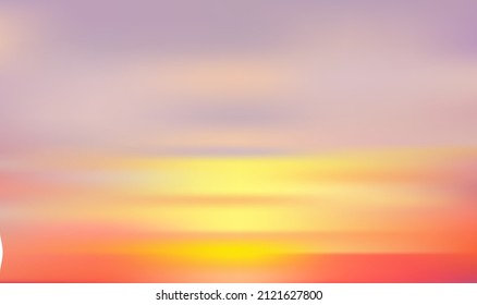 Motion blur of tropical sunset sky with bokeh sun rays, abstract ocean waves background. Summer vacation and business trip concept. Vintage tone color filter style