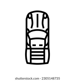vector de icono de la línea de vista superior del coche de movimiento. señal de vista superior del coche de movimiento. símbolo de contorno aislado ilustración negra