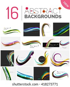 Motion concept abstract background set. Infinity space templates with sample text. Business card and identity design elements