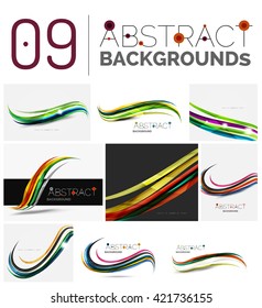 Motion concept abstract background set. Infinity space templates with sample text. Business card and identity design elements