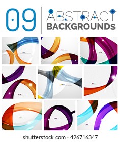 Motion concept abstract background set. Infinity space templates with sample text. Business card and identity design elements