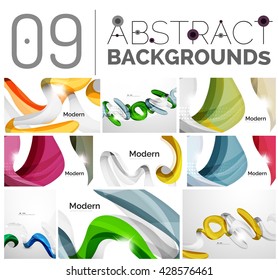 Motion concept abstract background set. Infinity space templates with sample text. Business card and identity design elements