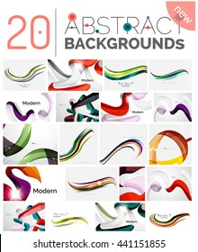 Motion concept abstract background set. Infinity space templates with sample text. Business card and identity design elements