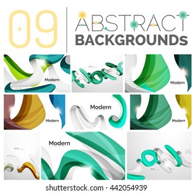Motion concept abstract background set. Infinity space templates with sample text. Business card and identity design elements