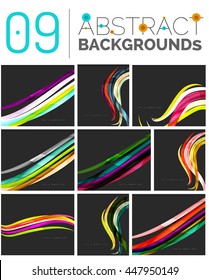 Motion concept abstract background set. Infinity space templates with sample text. Business card and identity design elements