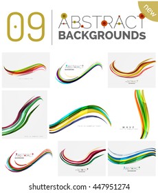 Motion concept abstract background set. Infinity space templates with sample text. Business card and identity design elements