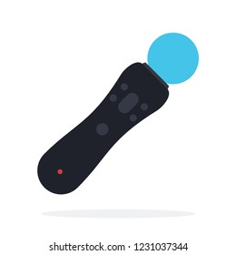 Motion controller with and shining ball for video games vector flat icon isolated on white