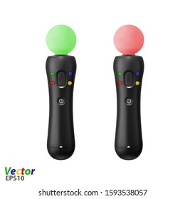 The motion controller of the virtual reality in the vector.Gamepad for game console in vector.Joystick for video games in vector.