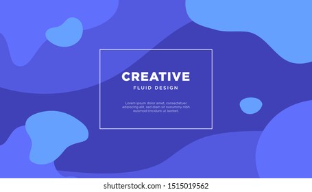 Motion creative concept vector banner. Blue fluid elements. Bright fun illustration Eps 10