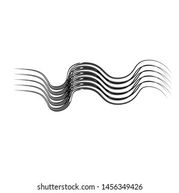 Motion curved lines wavy design element monochrome black isolated on white template vector geometric effect 
