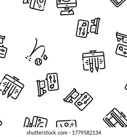 Motion Design Studio Seamless Pattern Vector Thin Line. Illustrations