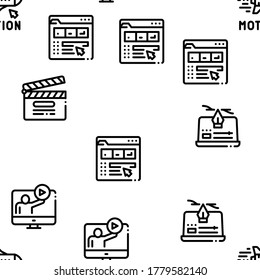 Motion Design Studio Seamless Pattern Vector Thin Line. Illustrations