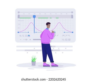 motion designer edits the speed of the keys in a graph editor