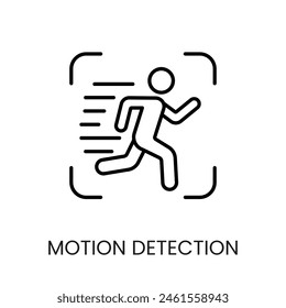 Motion detection line vector icon with editable stroke for placement on cctv camera system packaging