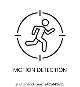 Motion detection line vector icon with editable stroke for placement on cctv camera system packaging