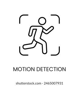 Bewegungserkennungslinien-Vektorgrafik-Symbol mit editierbarem Strich für die Platzierung auf dem CCTV-Kamerasystemverpackung