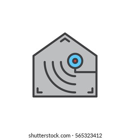Motion detector line icon, filled outline vector sign, linear colorful pictogram isolated on white. Indoor camera symbol, logo illustration