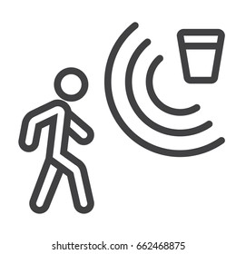 Motion detector line icon, security and guard, vector graphics, a linear pattern on a white background, eps 10.