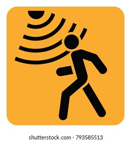 Motion detector solid icon, security and guard, vector graphics, a glyph pattern on a black background, eps 10.