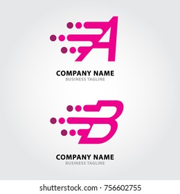 Motion Dots Letter Alphabets Logo. Alphabets Letter Design Vector with Dots and motion speed.