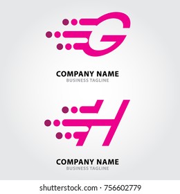 Motion Dots Letter Alphabets Logo. Alphabets Letter Design Vector with Dots and motion speed.