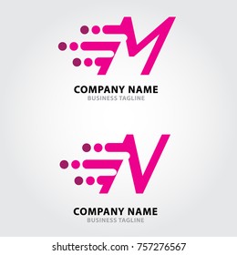 Motion Dots Letter Alphabets Logo. Alphabets Letter Design Vector with Dots and motion speed.