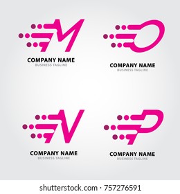 Motion Dots Letter Alphabets Logo. Alphabets Letter Design Vector with Dots and motion speed.