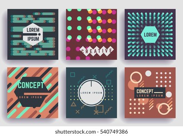 Motion, dynamic backgrounds. vector trendy placards, commercial covers set. Abstract page poster template for catalog, creative abstract brochure illustration.