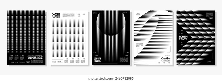 Motion dynamic stripe sharp line abstract cover design set
