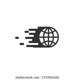 Motion Earth Logo with waterfall effect. Stock vector illustration isolated on white background.