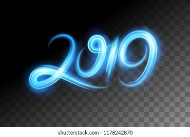 Motion effect to 2019 happy new year, vector and illustration.