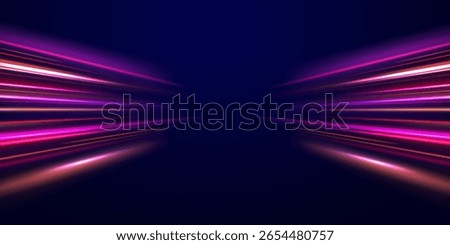 Motion of fast light and blue flare curve through hyperspace with glowing neon energy and vector beam in isolated modern design showing night highway and futuristic transport background png

