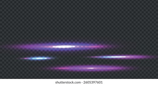 Motion fast speed lines. Blur future light trail with blue, red, purple color. Futuristic night neon spark. Modern movement laser flow, burst for poster. Vector illustration.