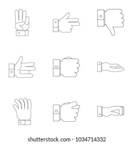 Motion flow icons set. Outline set of 9 motion flow vector icons for web isolated on white background
