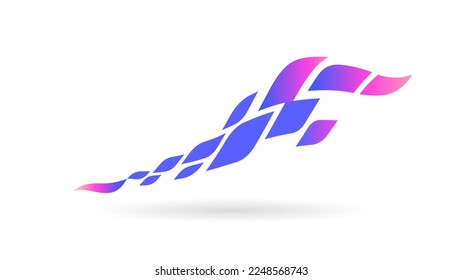 Motion flutter wave elements abstract gradient color vector background